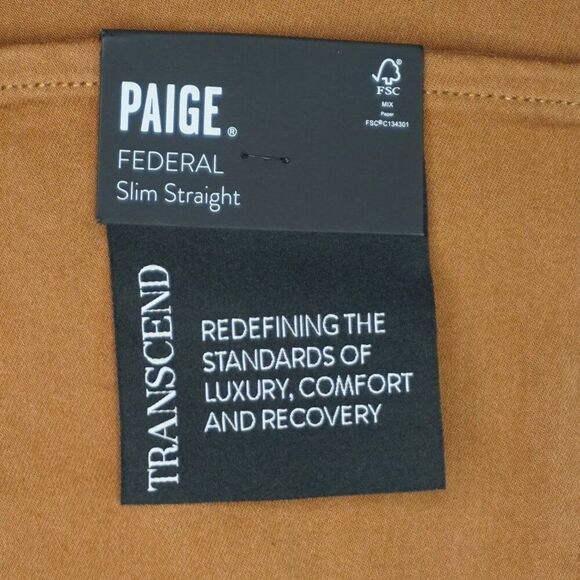 PAIGE Men's Federal Slim Straight Stretchy Jeans in Amber Honey size 38 NWT - Picture 10 of 16
